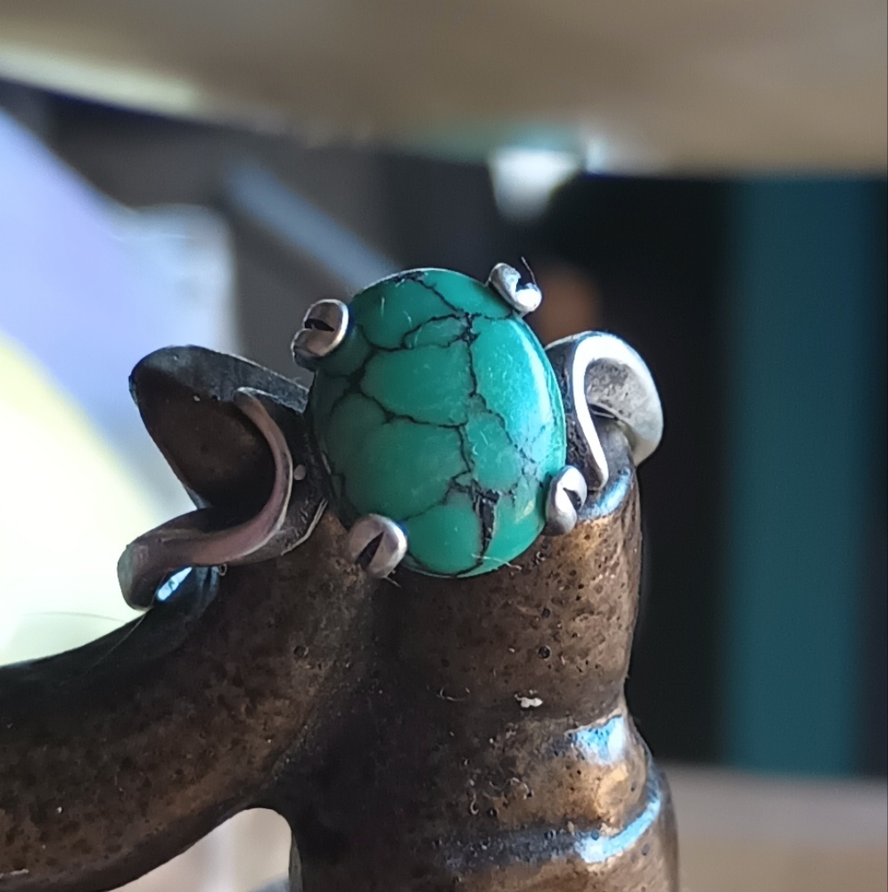 Vintage Genuine Turquoise .925 Silver Ring